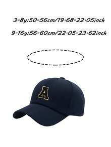 1pc Children's Navy Blue Baseball Cap, Customized A-Z Nude Letter Embroidery Adjustable Sun Hat, Suitable For 3-16 Years Old Outdoor Camping Travel Sports - Navy Blue - View 5