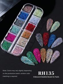 12 Grades Conjunto de Contas de Resina Bolha Iridescente AB de Cores Mistas, Contas Redondas Transparentes para Arte de Unhas, Encantos de Unhas Gota de Água Arco-Íris de Verão, Gemas de Unhas Brilhantes para Unhas Acrílicas DIY, Suprimentos de Manicure para Salão de Unhas Atacado - Multicolorido - Visão 11