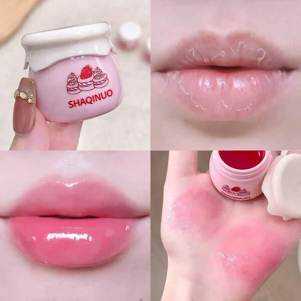 SHAQINUO 1片果醬滋養唇膜，保濕補水，自然貼合唇部，絲滑輕盈質地，持久柔軟，打造豐盈亮澤玻璃唇，情人節、母親節及其他節日理想禮物