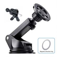 1pc 2-In-1 MagSafe Magnetic Car Phone Holder, Dual Use Dashboard Suction Cup & Air Vent Mount, 360° Adjustable Car Navigation Bracket For Smartphones - Black - View 8