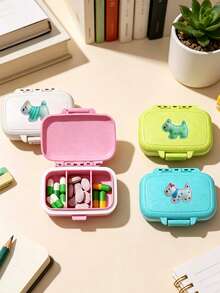 Cute Puppy Portable Pill Box, Travel Medicine Storage Box, Portable Pill Storage Compartments, Mini Storage Box, Portable Jewelry And Pill Box, Travel Pill Box, Large Compartments, Weekly Pill Organizer, Suitable For Daily Medications, Essential For Doctors And Nurses, Emergency Needs, Travel, Hiking Emergency Rescue, Daily Use And Gift-Giving, Back To School Essential - Multicolor - View 2