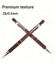 1pc/2pcs Automatic Pencil With Eraser, Wood Grain Design, Durable Lead, Non-Slip Rubber Grip, Office & School Supplies, Suitable For Sketching, Writing, Drawing, Back To School Pencil Set - Other - View 4