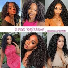 V Part Wigs Minimal Leave Out Upgrade U Part Kinky Curly Human Hair Wigs For Women Glueless Wear and Go Clip In Half Curly V Shape Wig 180% Density Natural Color 14-22 Inch - Natural Black - Übersicht 8