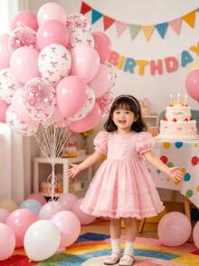60pcs Pink Bow Balloons, 12-Inch Light Pink And Clear Latex Balloons With Bow Pattern, Suitable For Baby Shower, Girls Birthday Party, Princess Theme Party Decoration - Multicolor - View 7