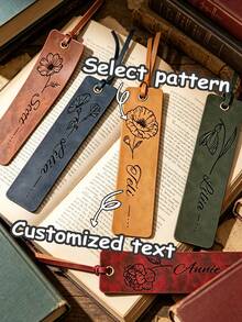 Customized PU Leather Bookmark With Personalized Name, Book Decoration, Gift For Her And Him, Reader Gift, Gift For Parents, Family, Friends, Book Lovers, Teacher Gift, Floral Name Bookmark, Holiday Birthday Gift, Souvenir, Party Favor - Multicolor - View 1