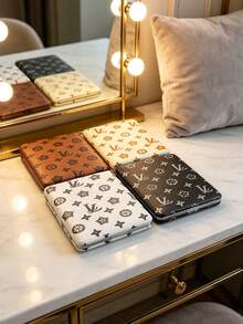 M.Dior Vintage Monogram Print Compact Mirror, Double Sided Foldable Pocket Mirror, Portable PU Leather Makeup Mirror For Travel & Daily Use - Multicolor - View 9