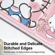 SANRIO 三麗鷗 Hello Kitty 大尺寸電競桌墊 & 滑鼠墊 - 防滑可水洗橡膠底，印有卡通愛心與星星圖案，適合辦公室與電競空間 - 給粉絲的完美禮物，動漫主題滑鼠桌墊 - 查看 3