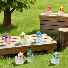 Colorful Glitter Transparent Mini Duck With Hat Figurine, Sparkling Resin Duck Decorative Accessory, Cute Duck Pendant, Suitable For Handmade DIY, Egg Filling, Desktop And Garden Decoration, Scrapbooking, Also As Children's Birthday Party Gift Bag Small Item - Multicolor - View 3