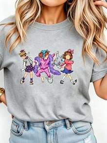 Junie B Teacher Shirt Junie B Jones Kindergarten Teacher T-Shirt Teacher Life T-Shirt Teacher Gift Women Round Neck Printed Camisa Pink - 灰色 - 查看 10