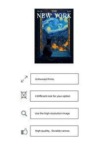 1pc Frameless Van Gogh Starry Night Cat New York Magazine Wall Art - Dreamy Window Print Canvas Poster, Hallway Above Door Decor For Bedroom, Apartment, Dorm, Living Room, Room Decor Bedroom, Deko,Prints For Wall, Vintage Decor & Best Gift Choice - Cartoon - View 5
