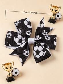 1/10/20 Girls World Cup Sports Theme Hair Clips - Polyester Bow Hair Clips With Soccer, Volleyball And Other Patterns - Suitable For Parties, School - Multicolor - View 4