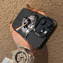 Gato láser blanco y negro psicodélicofunda de teléfono Fundas compatibles con ,Apple,VIVO,OPPO,,, y Honor.Fabricadas en silicona TPU,ofrecen protección contra golpes y caídas. - Negro - Ver 6