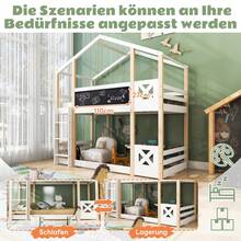 Cama infantil tipo casa del árbol Flieks con escalera, 90 x 200 cm, cama alta para niños – Base de 2 láminas – Natural y blanco - Blanco - Ver 4