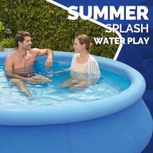 Inflatable Above Ground Pool, Outdoor Top Ring Blow Up Pool Easy Set - 藍色 - 查看 9