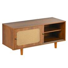 Scarpiera in rattan con 2 ante / Scarpiera moderna / con ripiano regolabile / Scarpiera elegante / Facile da pulire e montare / Per ingresso, soggiorno e camera da letto, 104*40*48 cm - Noce - Visualizzare 6