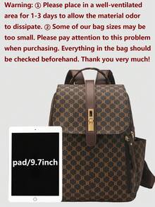 Women's Anti-Theft Geometric Pattern PU Soft Leather Backpack, Multifunctional Fashion Daily Bag, Multi-Pocket Lightweight Travel Bag, Large Capacity Minimalist School Bag, Convenient Backpack, Suitable For Students, Nurses, Teachers, Business Professionals, Travel Vacation, Business Trips, Daily Commute, Shopping, Office, Dating, Hiking, Training, Work, Birthday Gift, Holiday Gift, Backpack - Multicolor - View 4