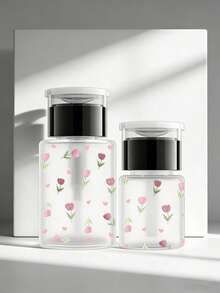 1pc Cute Tulip Pattern Transparent Pet Refillable Travel Bottle, Makeup Remover Dispenser Bottle With Portable Pump Head, Suitable For Nail Polish Remover, Toner And Makeup Remover, Round Top Design, Reusable, Makeup Remover Bottle, Travel Essential - Multicolor - View 7