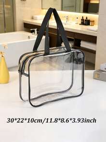Transparent Plastic Storage Bag With Sturdy Zipper, Large Capacity Organizer Bag. Transparent Large Storage Bag Suitable For Travel Toiletries, Clothing And Home Organization - Transparent Design For Quick Identification. Suitable For Apartment, Home, Travel, Gym, Shelf Storage - Multicolor - View 2