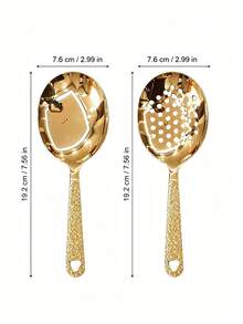 1pc/2pcs Stainless Steel Patterned Buffet Serving Spoon, Ladle, Rice Spoon, Large Serving Spoon, For Party/Banquet/Buffet, Dishwasher , Kitchen Utensil, Housewarming Gift - Gold - View 6