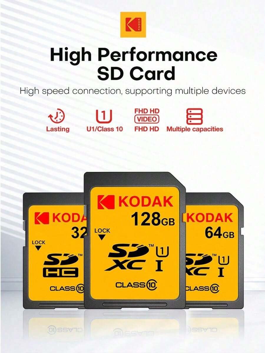 Kartu Memori SDXC Kodak 64GB 128GB 256GB Kelas 10 V30 Kartu SD Kecepatan Tinggi untuk Kamera DSLR Mirrorless Digital, Drone, Camcorder, Dash Cam, dan Video 4K - View 1