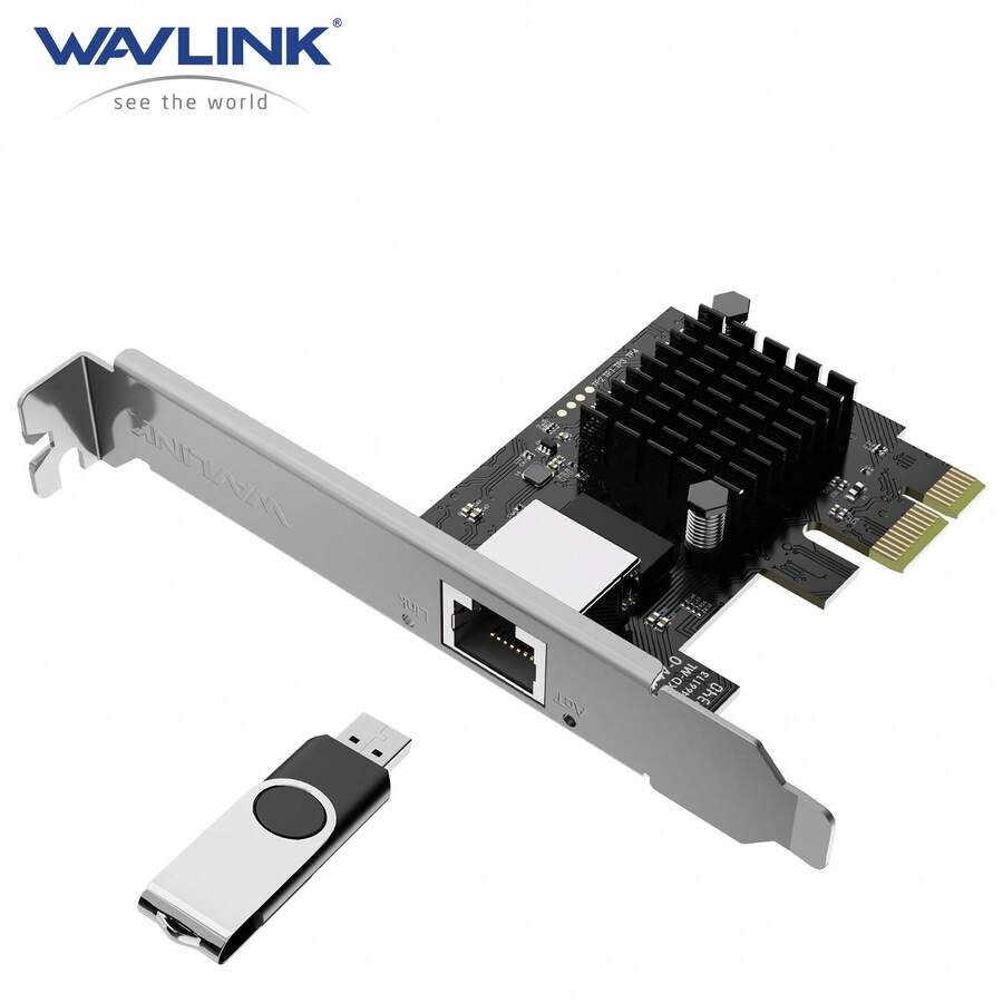 5G Base-T PCIe 網路卡,5000/2500/1000Mbps PCI Express 乙太網路適配器,搭載 RTL8126,適用 Windows 11/10 與 Linux 的 5G NIC,附低矮擋板 - 黑色-5000Mbps - 查看 1