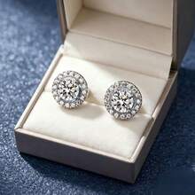 Anting Stud Halo Berkilau Mewah Ringan, Modis dan Serbaguna - Perak - View 5