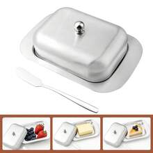 1/3Pcs Stainless Steel Butter Dish With Lid And Butter Spreader Knife, Airtight Dustproof Butter Keeper Container For Fridge Kitchen Breakfast Storage - View 5