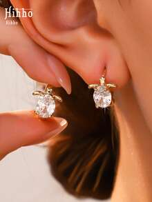 Hihho 1 Pair European And American Creative Ocean Animal Turtle Zirconia Earrings, Exquisite Small Personalized Elegant Girls Fashion Versatile Ear Jewelry Suitable For Daily, Vacation, Beach, Party, Outing, Gift For Friends - Turtle Earrings - View 2