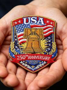 1 buah Patch Peringatan 250 Tahun AS 2026 Lonceng Liberty Bordir Tempel Setrika - MultiWarna - View 2
