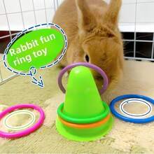 1 Set/2 Sets/3 Sets Interactive Rabbit Ring Toss Educational Toy, Durable Plastic Ice Cream Bucket With Colorful Ring Toys, Battery-Free Boredom Chewing & Venting Toy Suitable For Rabbits And Guinea Pigs (Ring Colors Sent Randomly, Due To Shooting Angle And Lighting Issues, There May Be Some Color Difference Between The Actual Product And The Image, Which Is Normal And Does Not Affect Use) - Multicolor - View 5