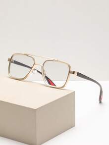 1 paire de lunettes photochromiques pour hommes, monture aviateur classique à double pont carré, style business de luxe léger personnalisé et exquis, élégant haut de gamme, lunettes à la mode pour hommes convenant aux négociations commerciales et aux inspections de projets - Devenir gris - Voir 15