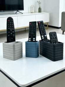 1pc Modern Remote Control Holder - Suitable For TV/DVD/Blu-Ray/Audio System/Game Console - Living Room/Bedroom Media Storage Rack - Decorative Remote Control Storage Box With Storage Space - No Power Required, Easy To Use, Durable Plastic Storage Box Can Hold 1/2/3 Remote Controls - View 1