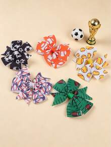 1/10/20 Girls World Cup Sports Theme Hair Clips - Polyester Bow Hair Clips With Soccer, Volleyball And Other Patterns - Suitable For Parties, School - Multicolor - View 7