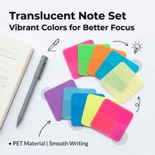 160pcs/100pcs Colorful Transparent Self-Adhesive Sticky Notes, Vibrant Random Colors, Semi-Transparent Design. Suitable For Marking Reading Content, Annotating Books, And Using As Office And Study Supplies. - one-size - View 2
