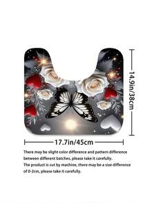 1/3/4pcs Aesthetic Butterfly Rose Decor Shower Curtain Bathroom Set, Luxury Elegant Waterproof Durable Bathroom Decor & Accessories, Includes 12 Hooks - Toilet Lid Cover, Bath Mat And Rug, Polyester Fabric - Washable - Suitable For Holiday Decor, Home/Bedroom/Residence/Western/Summer Decor - Gold Gray - View 10