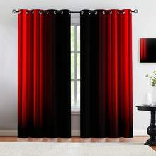 2 pezzi Tende bicolore nero e rosso moderne - Design elegante con occhielli, tende trasparenti, in poliestere lavabile in lavatrice, adatte per soggiorno, camera da letto, cucina - Multicolore - Visualizzare 18