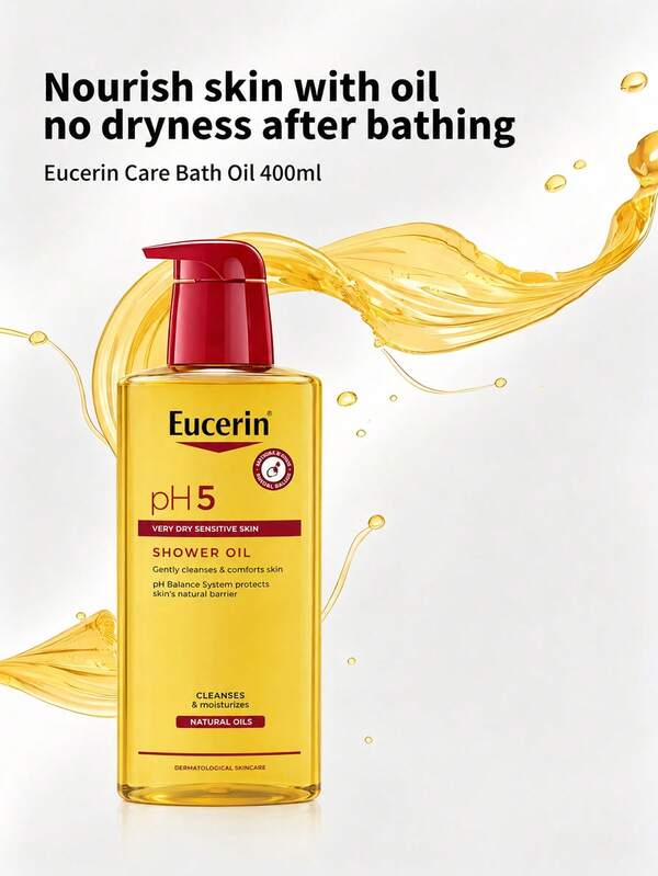  Dầu tắm Eucerin, 400ml, Cải thiện tình trạng da thô ráp, Làm dịu, Nuôi dưỡng, Dưỡng ẩm, Làm sạch nhẹ nhàng, Không gây khô da.