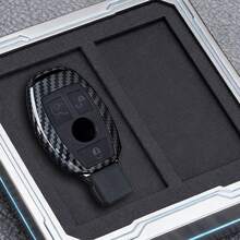 ABS碳纖維風格汽車鑰匙套殼 適用於 A C E S G-Class W177 W205 W213 X167 W222 CLA GLE GLB GLS AMG Maybach - B款 - 查看 11