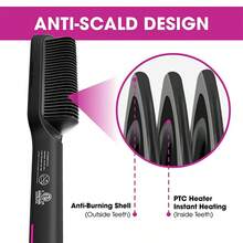 Two-In-One Ceramic Straightening Comb, Suitable For Use In Outdoor And Hotel Settings. It Quickly Straightens And Smooths Unruly Hair. - Black - View 5