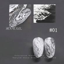 MISS MIANEL 12ML/PCS 2026新款彩繪波浪大理石快混液，白色指甲、藍色指甲、粉色指甲，夏季絲綢冰透蕾絲波浪漸層凝膠，綠色指甲、金色指甲 - 彩色 - 查看 13