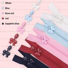1 Set = 5 Yards (177.16 Inch) Zipper + 10 Bow Zipper Pulls, Colorful Nylon Zipper + Colorful Zipper Pulls, Exquisite Bow Zipper Pulls, Suitable For Bags, Handmade Wallets, Stationery Bags, Handmade DIY, Sewing Replacement, Etc. - Little Bow - View 5