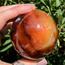 Bohemian Style - 1pc Elegant Natural Red Agate Sphere - Red Agate Quartz Ball With Geode, Suitable For Home Decor And Unique Holiday Gift, Perfect For Crystal Craft Collection - Red and White - View 13