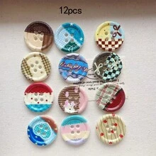6/12pcs Colorful Striped Buttons, DIY Craft Materials For Clothing, Shoes, Socks, Suitable For Hollow Out Clogs, Hair Clips, Fridge Magnets, Phone Cases And Other DIY Accessories - A - View 11