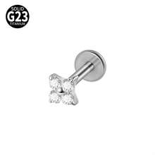 1PC Triangle Cz G23 Pure Titanium Lip Studs 16G Internal Thread Zirconia Ear Helix Tragus Cartilage Earrings Body Piercing Jewelry - As Shown - View 18