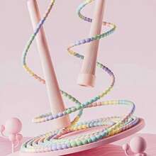 1pc Adjustable Knotted Jump Rope With Non-Slip Thumb Grip And Color-Coded Beads, Lightweight And Portable, Suitable For Gym, Travel, Beginners, Fitness Workout And Professional Training, Multi-Color Design For Different Skill Levels - Multicolor - View 5