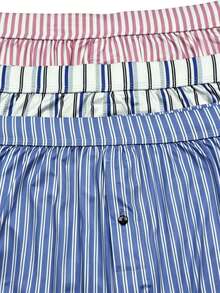 3pcs Men's Underwear, Soft & Comfortable Striped Pattern Design Loose Briefs, With Button Fly, Suitable For Daily Wear And Vacation - Multicolor - View 4