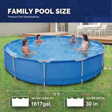 Above Ground Swimming Pool,Outdoor Steel Frame Round Pool,Easy Set - Blue - View 3