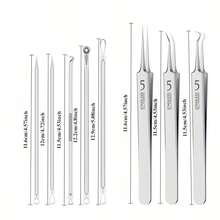 11/9/4/3/2/1pc Perlengkapan Alat Komedo dan Jerawat dengan Kotak Penyimpanan Portabel, Pinset Stainless Steel, Alat Ekstraksi Jerawat dan Noda untuk Perawatan Wajah. Tersedia Berbagai Pilihan Warna, Jumlah, dan Spesifikasi. - A - View 12