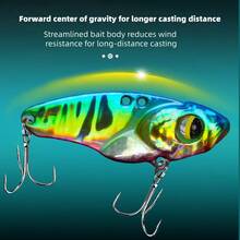 1PC 5g Metal VIB Fishing Lure Hard Bait, High Vibration Sinking Spoon Lures With Sharp Treble Hooks, Long Cast Artificial Bait For Bass Pike Trout Saltwater Freshwater - Multicolor - View 4