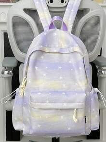 Dreamy Gradient Starry Sky Backpack For Teenage Girls, Student School Bag, Casual Campus Daily Use Bag, Fashionable Unique Atmosphere - Multicolor - View 10